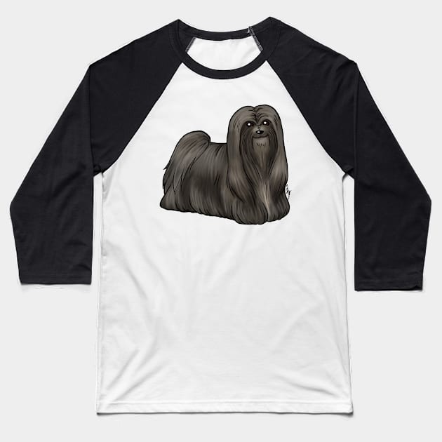 Dog - Lhasa Apso - Black Baseball T-Shirt by Jen's Dogs Custom Gifts and Designs